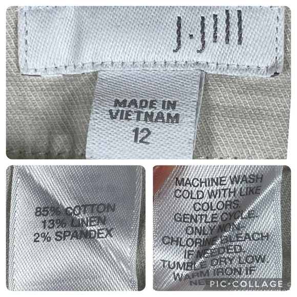 J. Jill Straight Leg Cotton/Linen Casual Travel Minimalist Coastal Pants - Sz 12 - Picture 3 of 15